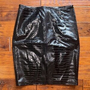 J. Crew Pencil Skirt in Croc Embossed Faux Leather, size 4
